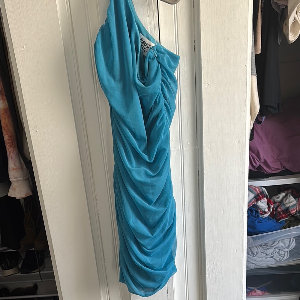 Elegant Blue Draped Dress